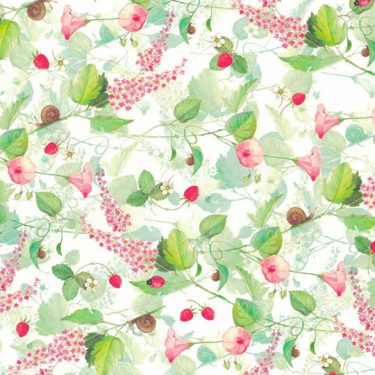 Flower, Snail and Garden Print Italian Paper ~ Tassotti